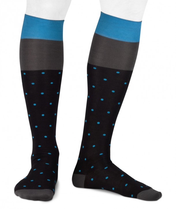 Long cotton men socks dots black blue grey