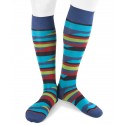 Long cotton crazy stripes blue socks for men