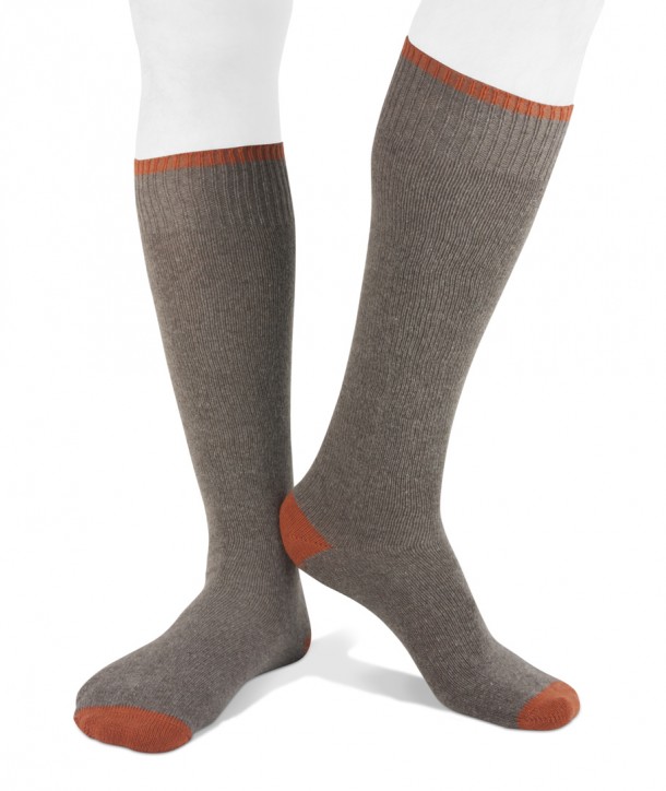 Long cashmere blend men socks beige orange