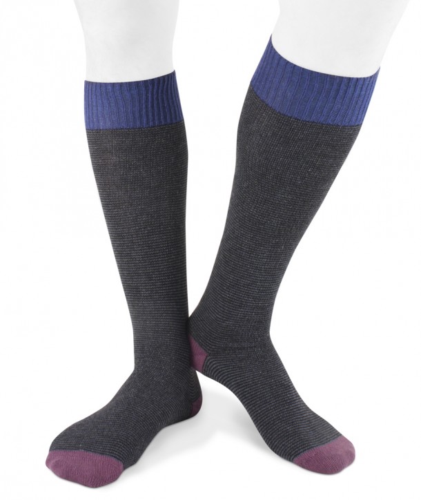 Long cashmere blend striped socks for men Black