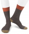 Short cashmere blend striped socks for men Brown