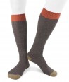 Long cashmere blend striped socks for men Brown