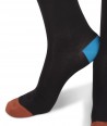 Long cotton Contrast Top, Heel, Toe Socks for men Black fucshia blue orange