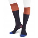 Long cotton Contrast Top, Heel, Toe Socks for men navy oragne red blue