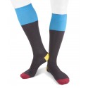 Long cotton Contrast Top, Heel, Toe Socks for men grey blue yellow red