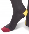 Long cotton Contrast Top, Heel, Toe Socks for men grey blue yellow red