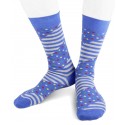 Short cotton men socks stripes dots blue grey
