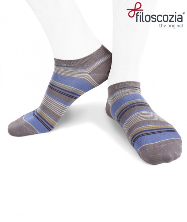 Calze sneakers a righe colorate in Cotone Filo di Scozia per uomo grigio