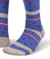Color Stripes and dots Cotton Long Socks Bluette