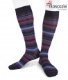 Irregular Colored Stripes Cotton Lisle Long Socks Blue Purple Red for men