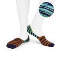 striped cotton no show socks for men bluette orange and green