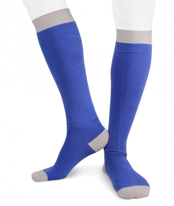 Ecotec® ecologic cotton men long socks blue grey