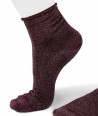 Lurex short aubergine socks for women