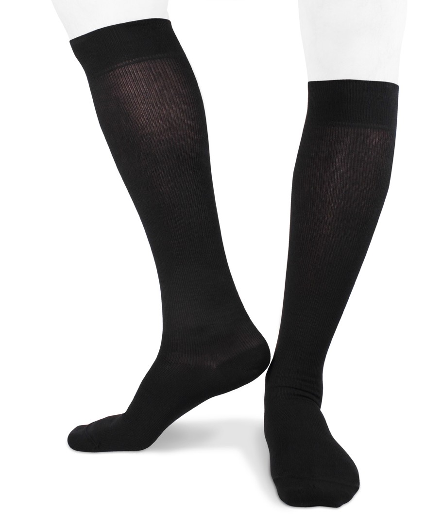 Download Long black travel graduated compression socks for men