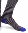 Cotton Lisle Long Striped Socks Black Grey Blue for men