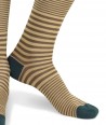 Cotton Lisle Long Striped Socks Brown Beige Teal for men