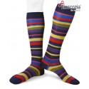 Irregular Colored Stripes Cotton Lisle Long Socks bluette for men