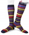 Irregular Colored Stripes Cotton Lisle Long Socks bluette for men