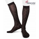 Long dotted cotton lisle socks for men grey dots on anthracite
