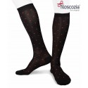Long dotted cotton lisle socks for men red dots on black