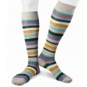 Irregular Color Striped Cotton Long Socks grey