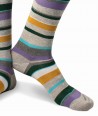 Irregular Color Striped Cotton Long Socks dark grey