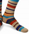 Irregular Color Striped Cotton Long Socks beige
