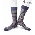 Short cotton lisle striped denim socks for men