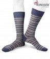 Short cotton lisle striped denim socks for men