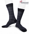 Short cotton lisle striped navy socks for men
