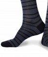 Short cotton lisle striped navy socks for men