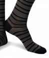 Short cotton lisle striped black socks for men