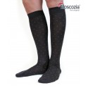 Long cotton lisle micropattern dark grey Socks for men